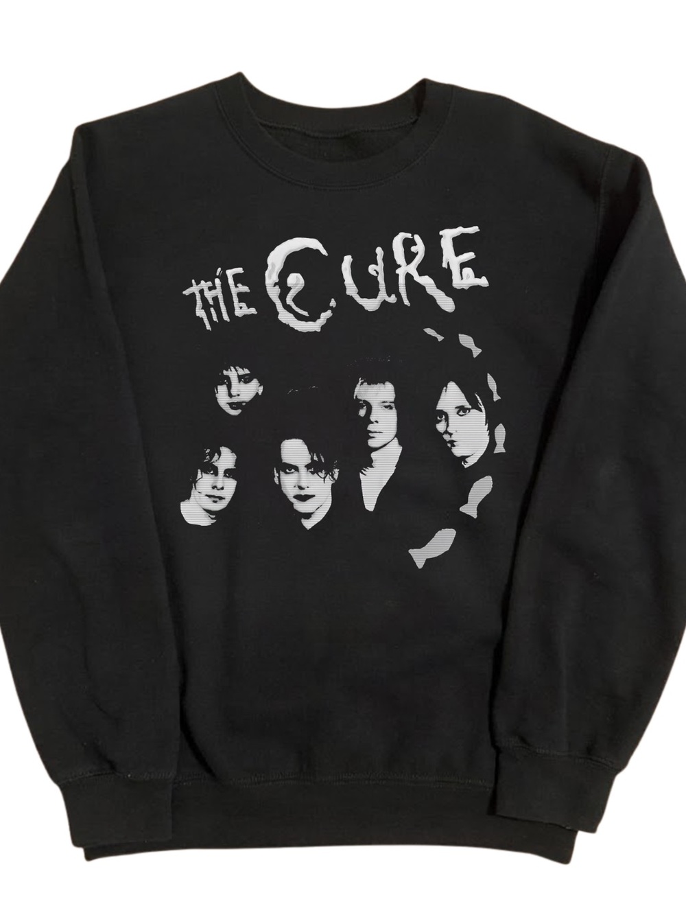 Gildan Black Crewneck Sweatshirt with White Band Portrait Graphic